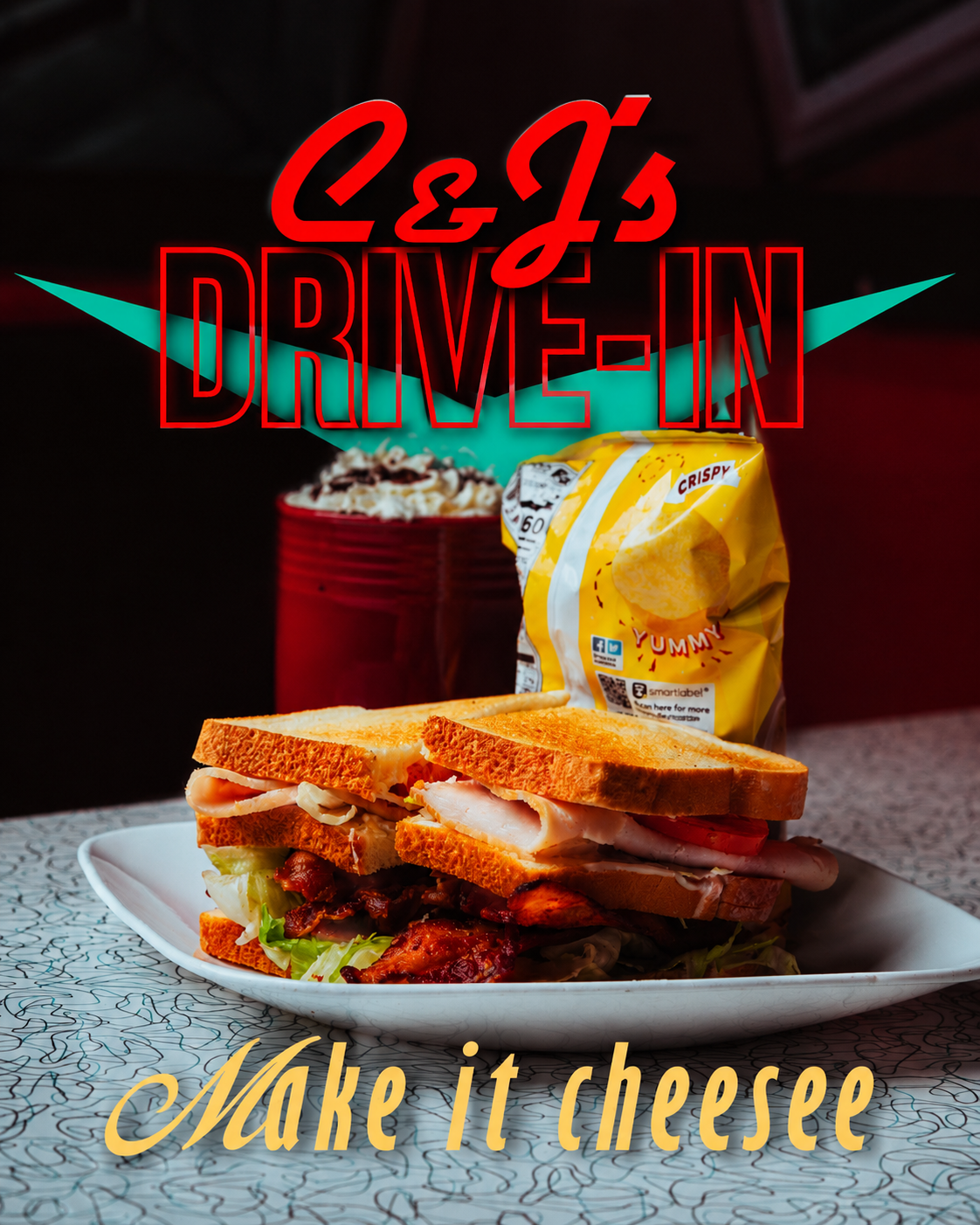 C&J's Drive-In club sandwich poster